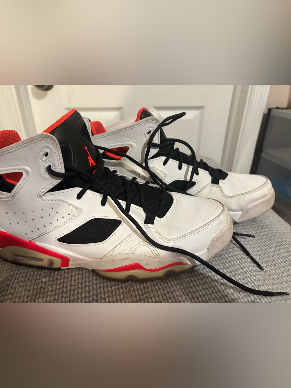 👟Jordan Men's Flight Club 91 White Black and Red High-Top Sneakers, size 10.5👟